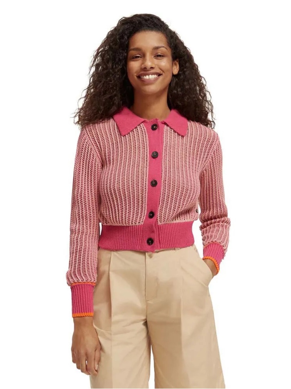 Scotch & Soda Open Stitch Relaxed Collared Cardigan size medium